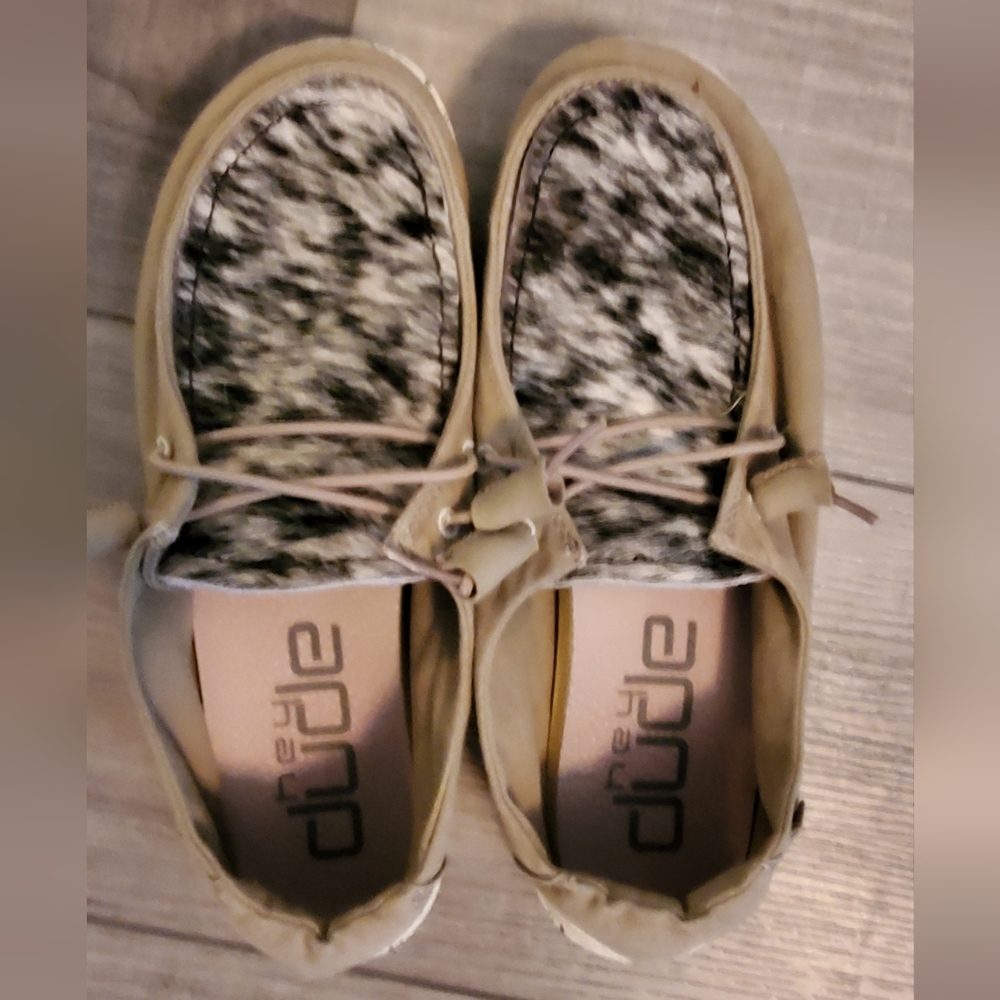 Hey Dude custom cow print shoes